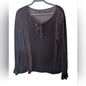 Brown Velvet Tie Mocha Mousse‎ Cottagecore Top Size XL